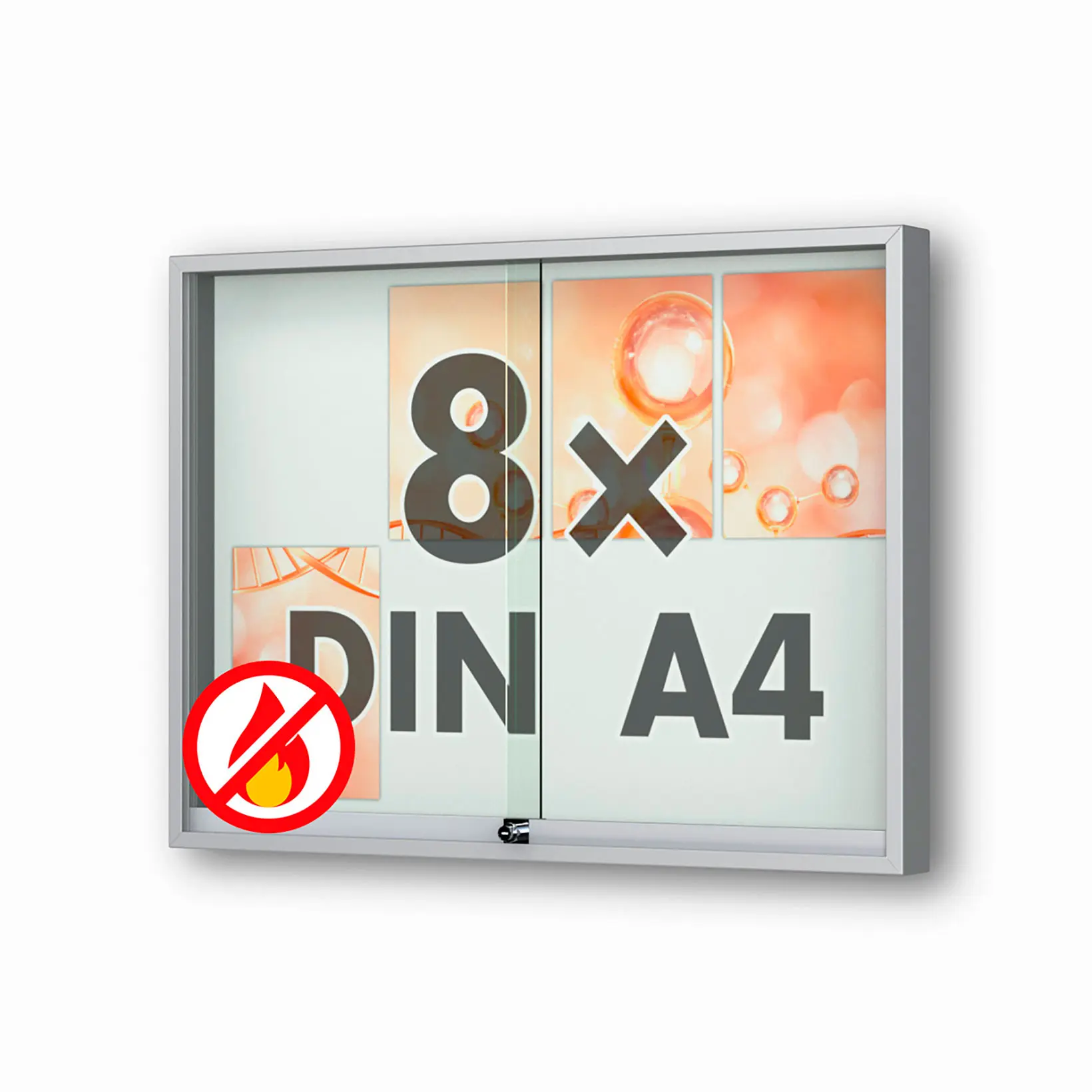 8 x DIN A4 Schaukasten Fortis mit Schiebetüren - 80 mm Bautiefe